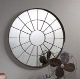 Industrial Round Web Mirror - Bronzed